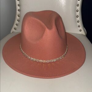 Pink Fedora Hat Wide Brim Accessories